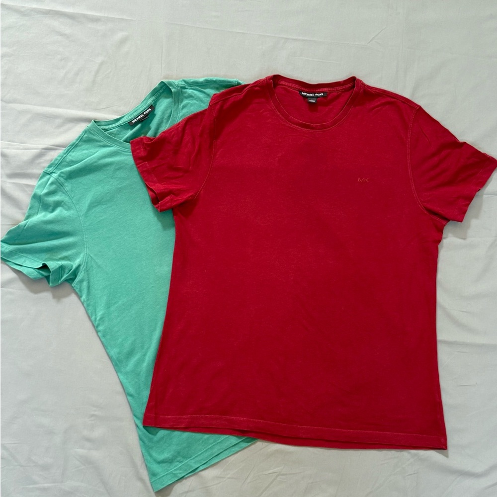 Men’s Michael, Kors Crew Cut T-Shirt, Bundle, Set Of Two Red And‎ Green Size L